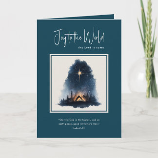 Cartão De Festividades Joy to the World Watercolor Nativity Christmas