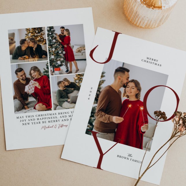 Cartão De Festividades Joy Typografia Foto de Natal Moderna (Criador carregado)