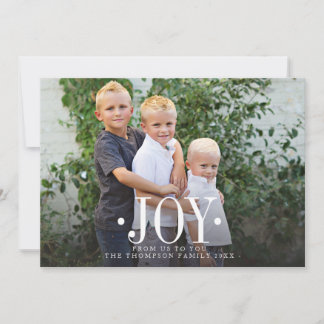 Cartão De Festividades JOY Typografia Natal Família de Árvores Foto Flat