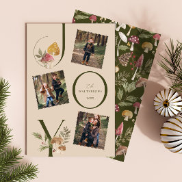 Cartão De Festividades Joy Watercolor Woodsy Mushroom 3 Colagem de Fotos