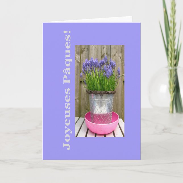 Cartão De Festividades Joyeuses Pâques Felz pascoa francês (Frente)