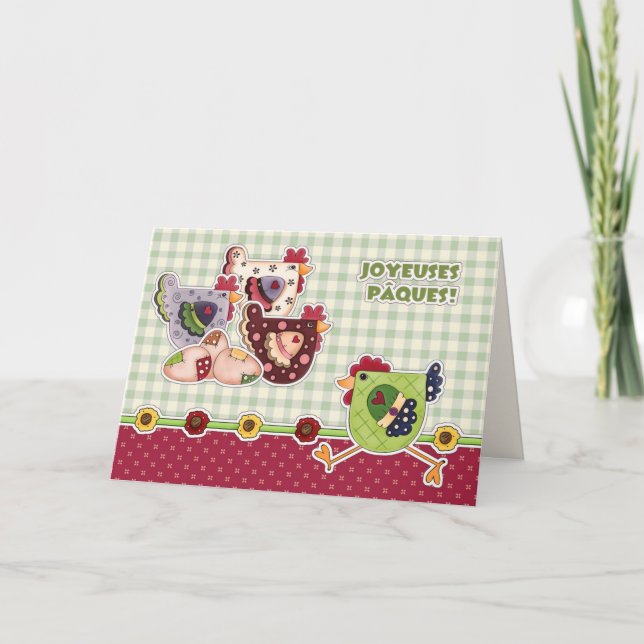 Cartão De Festividades Joyeuses Pâques. Placa de páscoa em francês (Frente)