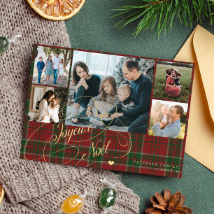 Cartão De Festividades Joyeux Noel 5 foto colage elegante Natal