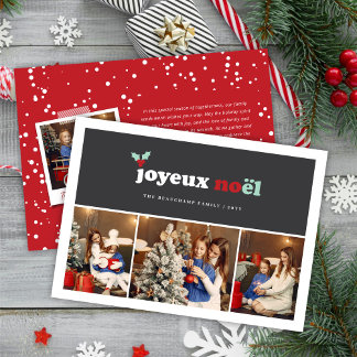 Cartão De Festividades Joyeux Noel Bold Typografia Mistletoe 3 Foto