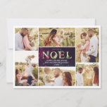 Cartão De Festividades Joyeux Noel French Modern Christmas Photo Collage<br><div class="desc">O Elegante Cartão Simples de Saudação de Natal apresenta 6 das Suas Fotos Pessoais,  e o Texto da Tipografia do Joyeux NOEL com Flores de Poinsettia no Fundo do Sparkle Roxo Glitter. Personalize com sua foto e texto!</div>