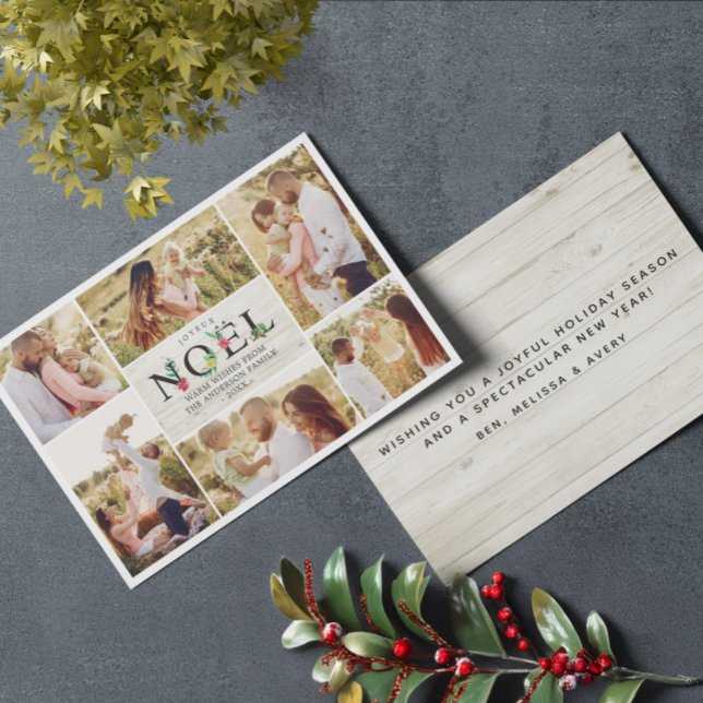 Cartão De Festividades Joyeux Noel French Modern Christmas Photo Collage (Criador carregado)