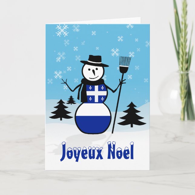 Cartão De Festividades Joyeux Noel Merry Christmas Canada Snowman Quebec (Frente)