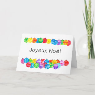 Cartão De Festividades Joyeux Noël Natal francês, bolhas de aquarelas