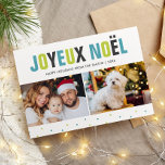 Cartão De Festividades "Joyeux Noel" Negrito e Natal Colorido<br><div class="desc">Espalhe a alegria de férias com estes cartões de Natal brilhantes e coloridos.</div>