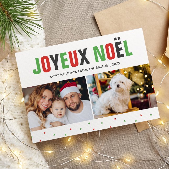 Cartão De Festividades "Joyeux Noel" Negrito e Natal Colorido (Criador carregado)