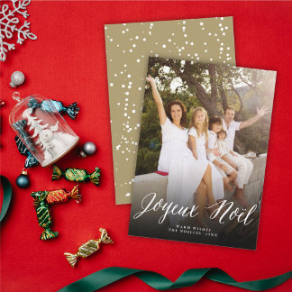 Cartão De Festividades Joyeux Noel Simple Script Modern Photo de Natal