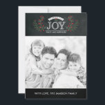 Cartão De Festividades Joyful Chalkboard Christmas Card<br><div class="desc">We wish you and yours a wonderful holiday and hope that 2018 brings you joy,  love and laughter.

With love,  
Mike and Monica
Janie,  age 6 and Matthew,  age 4</div>