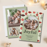 Cartão De Festividades Joyful Christmas 4 Family Photo Collage Green Arch<br><div class="desc">Mande alegria de férias com talento de vintage! Este cartão de Natal festivo apresenta um padrão de ornamento retrô-século-médio no fundo, adicionando encanto nostálgico aos seus cartões de natal. Personalize-o com 4 fotos, sua própria mensagem, nome da família e ano para criar um cartão único que seus entes queridos apreciarão....</div>