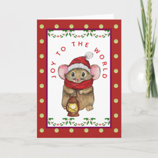 Cartão De Festividades Joyful Christmas mouse greeting card