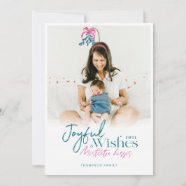 Cartão De Festividades Joyful Deseja e Mistletoe Kisses Foto