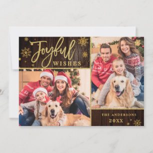 Cartão De Festividades Joyful Dourado Frame Moderno Script 2 PHOTO Sauda