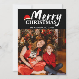 Cartão De Festividades Joyful Elegant moderna, uma foto de Natal