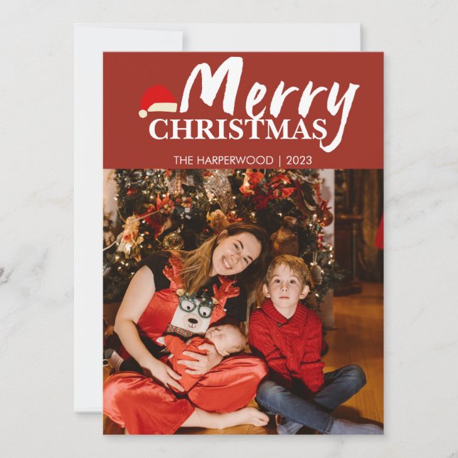 Cartão De Festividades Joyful Elegant moderna, uma foto de Natal (Frente)