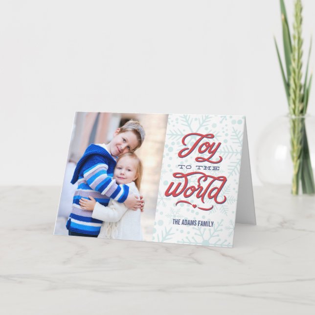 Cartão De Festividades Joyful Flakes Holiday Photo Greeting Card (Frente)