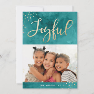 Cartão De Festividades Joyful Gold Holiday Photo Card