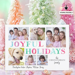 Cartão De Festividades JOYFUL HOLIDAYS Pastel 6 Colagem de Fotos