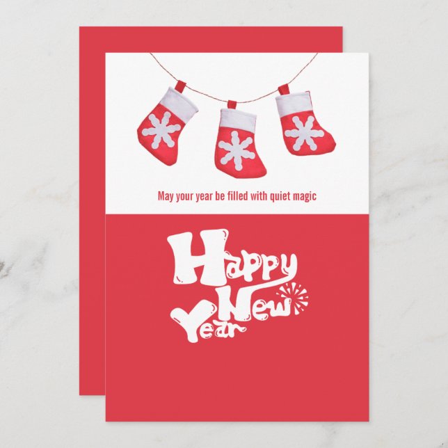 Cartão De Festividades Joyful Minimalist Holiday Red Gift card  (Frente/Verso)
