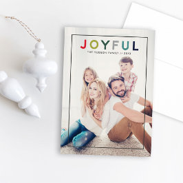 Cartão De Festividades Joyful Modern Colorful Red Green Lettering Foto