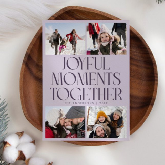 Cartão De Festividades Joyful Moments Together Purple Multi Photo (Criador carregado)