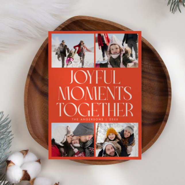 Cartão De Festividades Joyful Moments Together Red Multi Photo (Criador carregado)