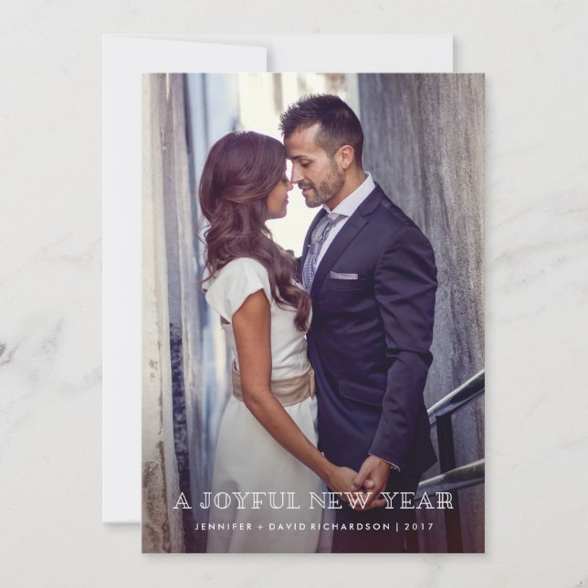 Cartão De Festividades Joyful New Year | Sobreposição Simples com Foto (Frente)