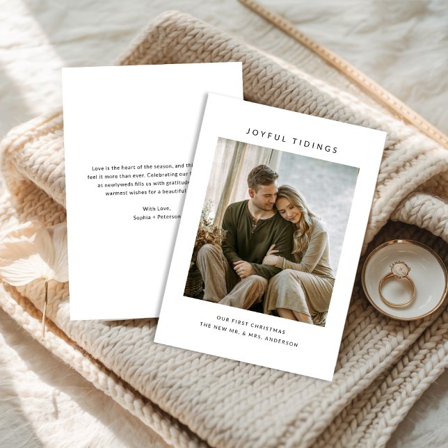 Cartão De Festividades Joyful Tidings | Primeiro Natal - Foto Recém-Feita (Criador carregado)