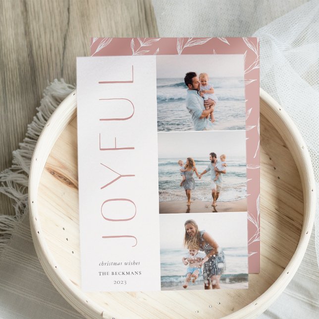 Cartão De Festividades Joyful Trio | Colagem de Fotos Moderna 3 (Criador carregado)