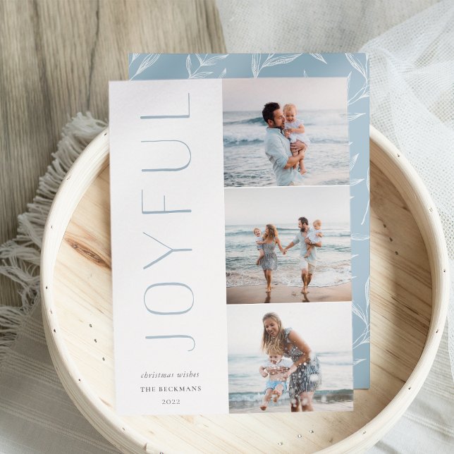 Cartão De Festividades Joyful Trio | Colagem de Fotos Moderna 3 (Criador carregado)