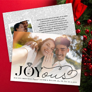 Cartão De Festividades Joyous Diamond Ring Monograma Foto Salvar Data
