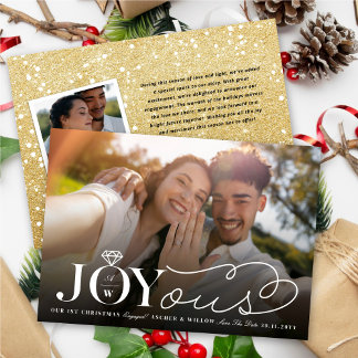 Cartão De Festividades Joyous Diamond Ring Monograma Foto Salvar Data