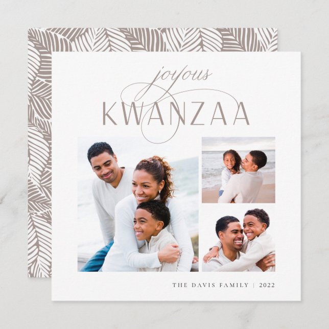 Cartão De Festividades Joyous Flourish | 3 Colagem de Fotos Kwanzaa (Frente/Verso)