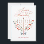 Cartão De Festividades Joyous Hanukkah Festivo Menorah Candle Foto<br><div class="desc">Joyous Hanukkah, mande seus desejos de Chanucá para sua família e amigos com nosso belo cartão com fotos personalizável. Nossa design apresenta nossa linda vela menorah desenhada à mão em ouro falso rosa, decorado com lindos florais e folhas festivos. Os pombos também estão incorporados a esta bela design inspirada em...</div>