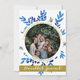 Cartão De Festividades Joyous Hanukkah Foto simples da família Hanukkah