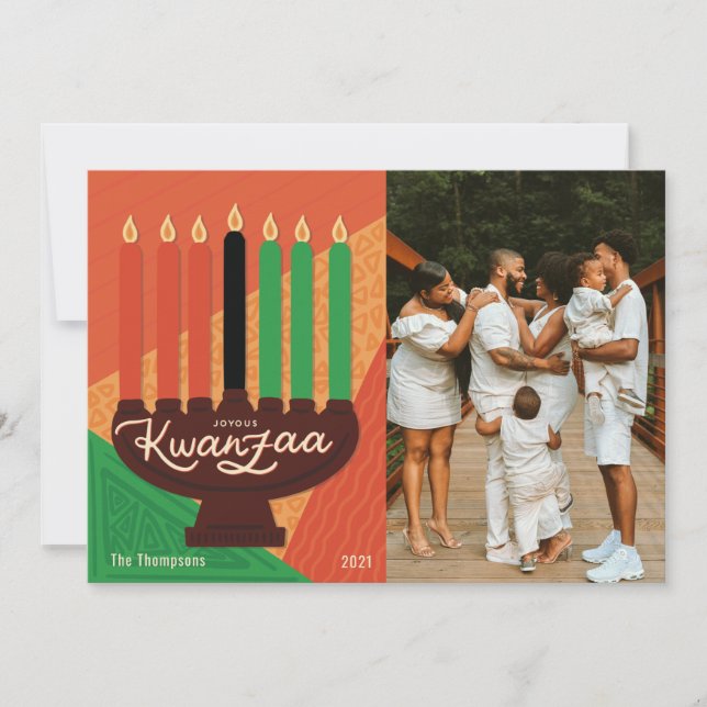 Cartão De Festividades Joyous Kwanzaa Photo Holiday Design (Frente)