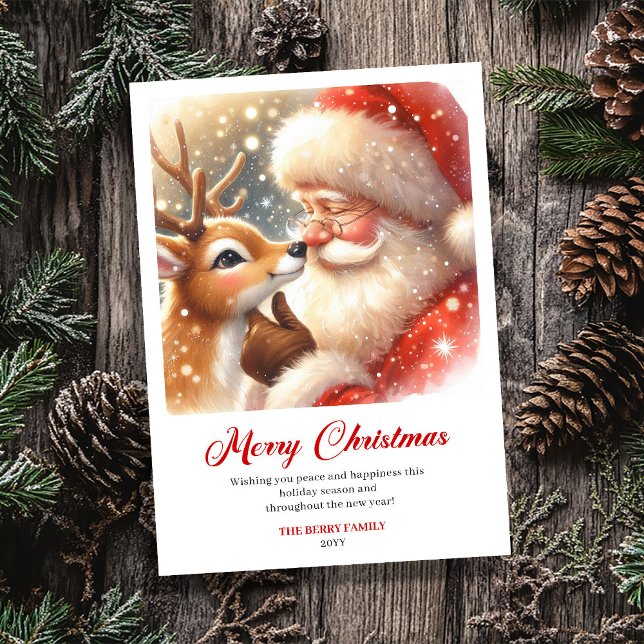 Cartão De Festividades Joyous Santa And Rudolph Classic Holiday Greeting  (Joyous Santa And Rudolph Classic Holiday Greeting Card)