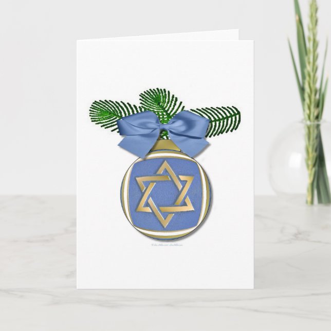 Cartão De Festividades Judaica Hanukkah - Estrela Do Impressão De Ornamen (Frente)