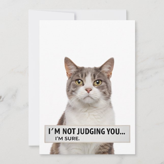 Cartão De Festividades Judging Cat Sarcastic Quote Minimal Art (Frente)