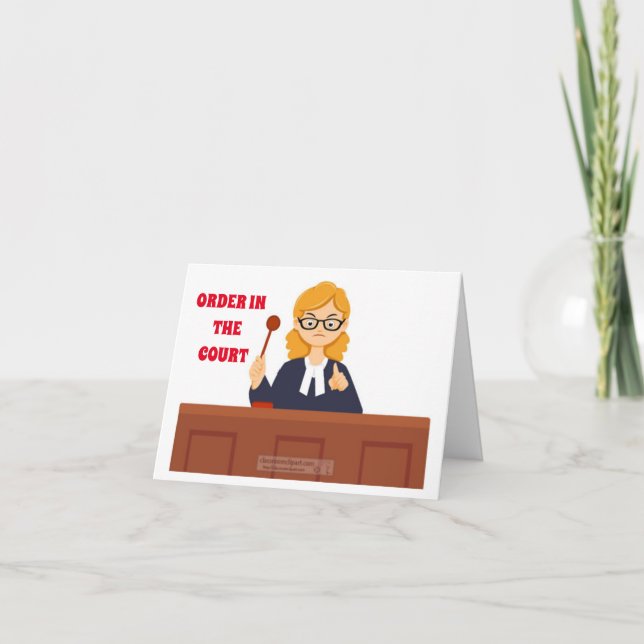 CARTÃO DE FESTIVIDADES JUIZ DECLARA QUE "FELIZ FERIADO" ESTÁ EM "ORDEM". (Frente)