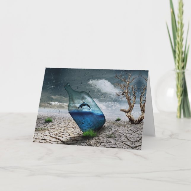 Cartão De Festividades Jumping killer whale in bottle (Frente)