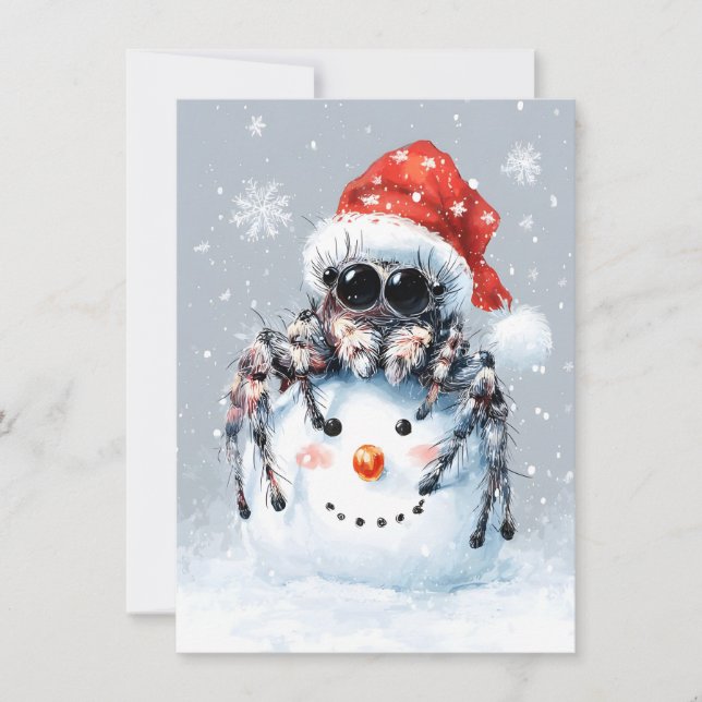 Cartão De Festividades Jumping Spider Snowman Christmas Cards (Frente)