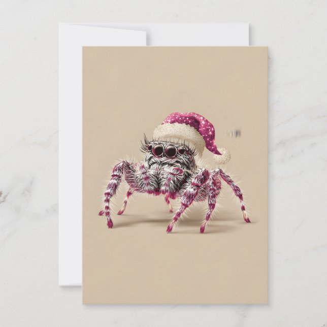 Cartão De Festividades Jumping Spider Wearing Santa Hat Christmas Cards (Frente)
