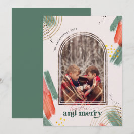 Cartão De Festividades Juntos & Alegres | Foto Arco Natal Moderno 