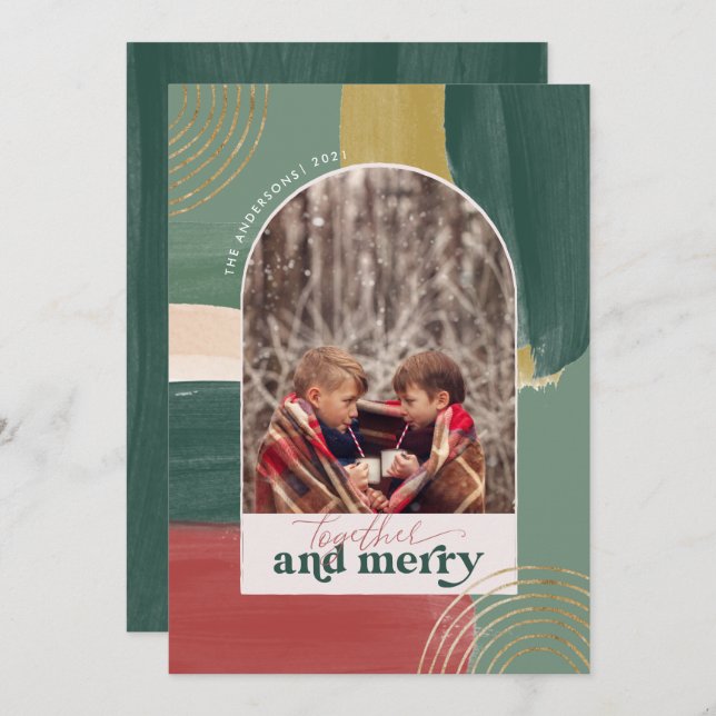 Cartão De Festividades Juntos e Feliz | Ficheiro de Fotografias Natal Mod (Frente/Verso)