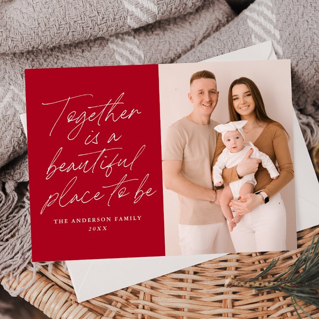 Cartão De Festividades Juntos é um belo lugar para ser uma foto vermelha (Criador carregado)