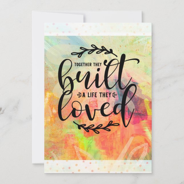 Cartão De Festividades Juntos, eles construíram uma vida que amavam um ca (Frente)